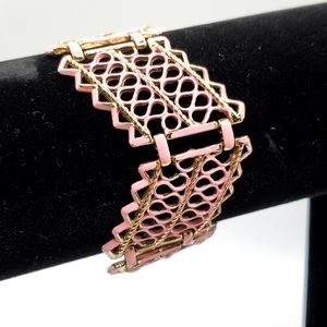 Vintage Enamel Bracelet, Pink and Gold